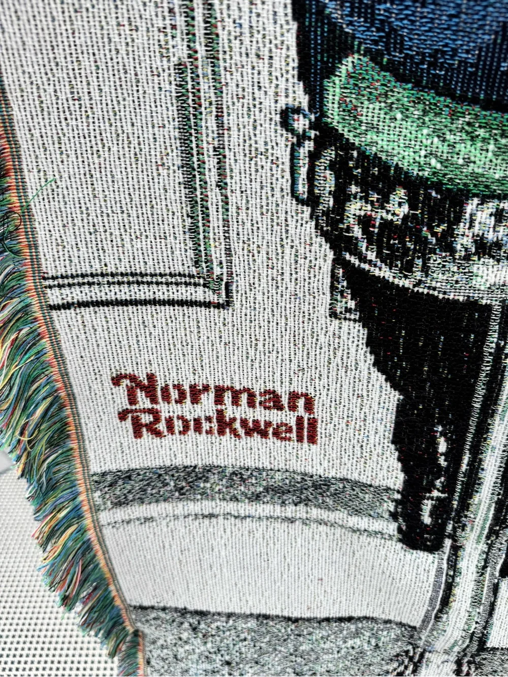 Vintage Norman Rockwell The Runaway Art Woven Tapestry Blanket 46x60 Made in USA